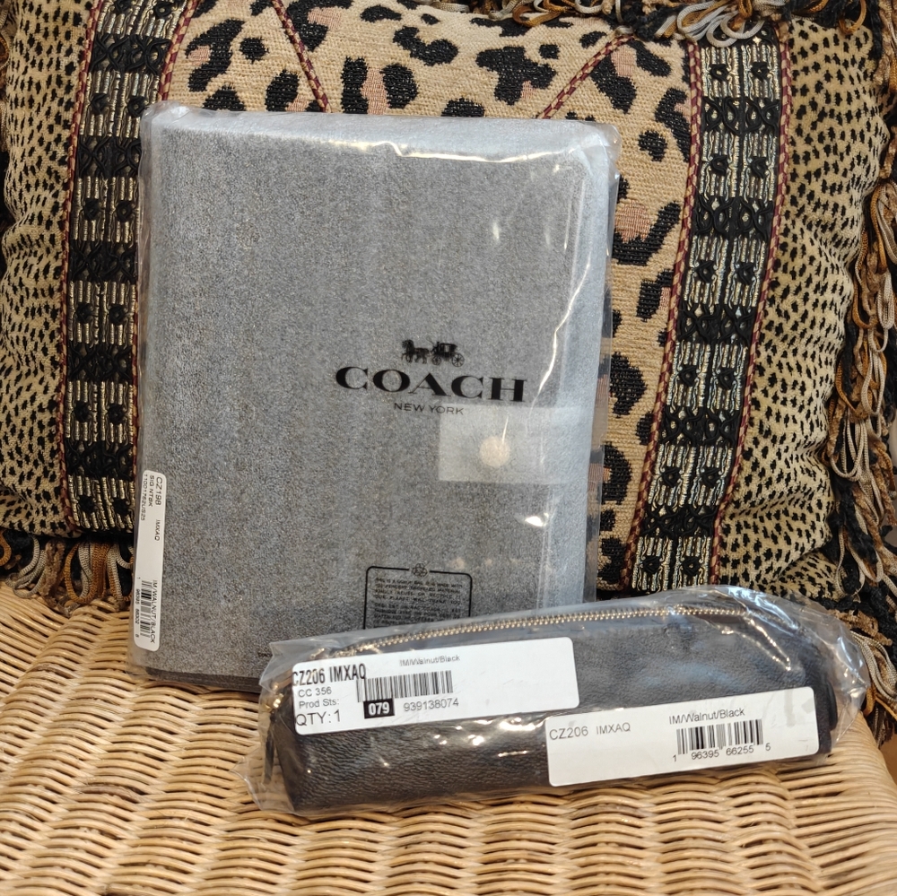 Coach Notebook/Planner & Pencil Case Set - Black/Walnut